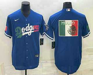 Men%27s Los Angeles Dodgers Big Logo Navy Blue Pinstripe Stitched MLB Cool Base Nike Jersey